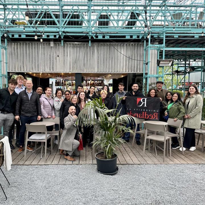 Students from the School of Business and Society grouped for a photo during Study Abroad.